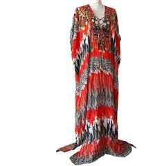 Shahida Parides Nomad Kaftan feather print Lisa Rinna Real Housewives OS One Sz