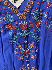 Savanna Jane Womens Bohemian Embroidered Dress Size Large Blue Sleeveless