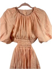 Mable Peach Puff Sleeve Cut Out Mini Dress S Coquette Soft Girl Romantic Cottage