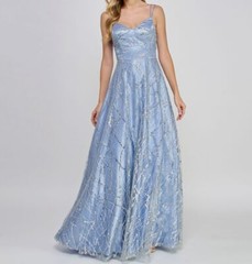 Say Yes Women&rsquo;s Juniors&rsquo; Blue Sequin-Embellished Ball Gown Size 1/2