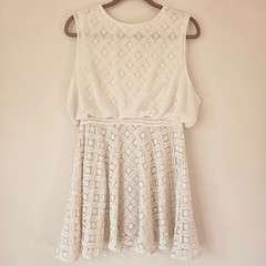 Anthropologie Paper Crane Dress Women Med Cream Cottagecore Easter Spring Fairy