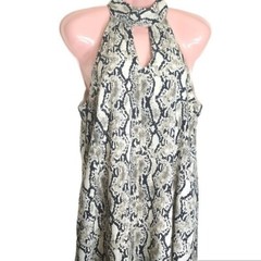 Mittoshop Women&rsquo;s Size S Snake Skin Halter Dress Beige Reputation Aesthetic