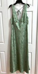 NWOT Lucky Brand womens long prom/formal dress sz XL green embossed sleeveless