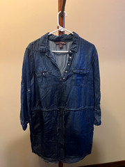 Gloria Vanderbilt Dress Size Large – Blue Chambray Denim – Drawstring Waist