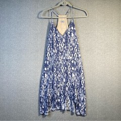 Abbeline Women&rsquo;s Small Blue Snakeskin Print Babydoll Mini Dress 100% Rayon USA