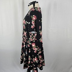 Justify Wrap Dress Women&rsquo;s 3X Black Pink Green Floral Short Sleeve Midi