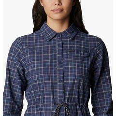 Columbia Women&rsquo;s Silver Ridge Novelty Dress Navy Blue Plaid Shirtdress Size M