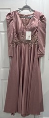 Mac Duggal 11221 Sz 16 Long Sleeve Embellished Waist Gown in Rose Pink