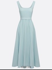 Fehaute Light Blue Pleated Square Neck Sleeveless A-Line Maxi Dress Size 10 $180