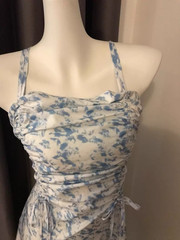 Blue and White Tie-Dye Spaghetti-Strap Dress