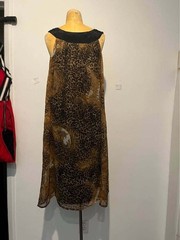 Leopard Print Embellished Neckline Midi Dress