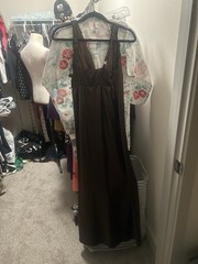 Wild Fable Solid Maxi Dress Long Sleeveless V-Neck Brown Women&rsquo;s Size M