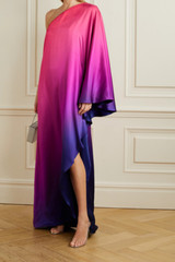 Magenta to Indigo Flowing Silk, Party Wear, Soft Lux Satin Silk , J5834
