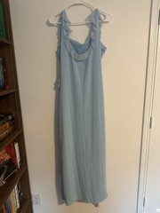 Pastel Blue Maxi Dress Size XL Slit, Ruffles, Croquette Girl, Soft, Baby Shower