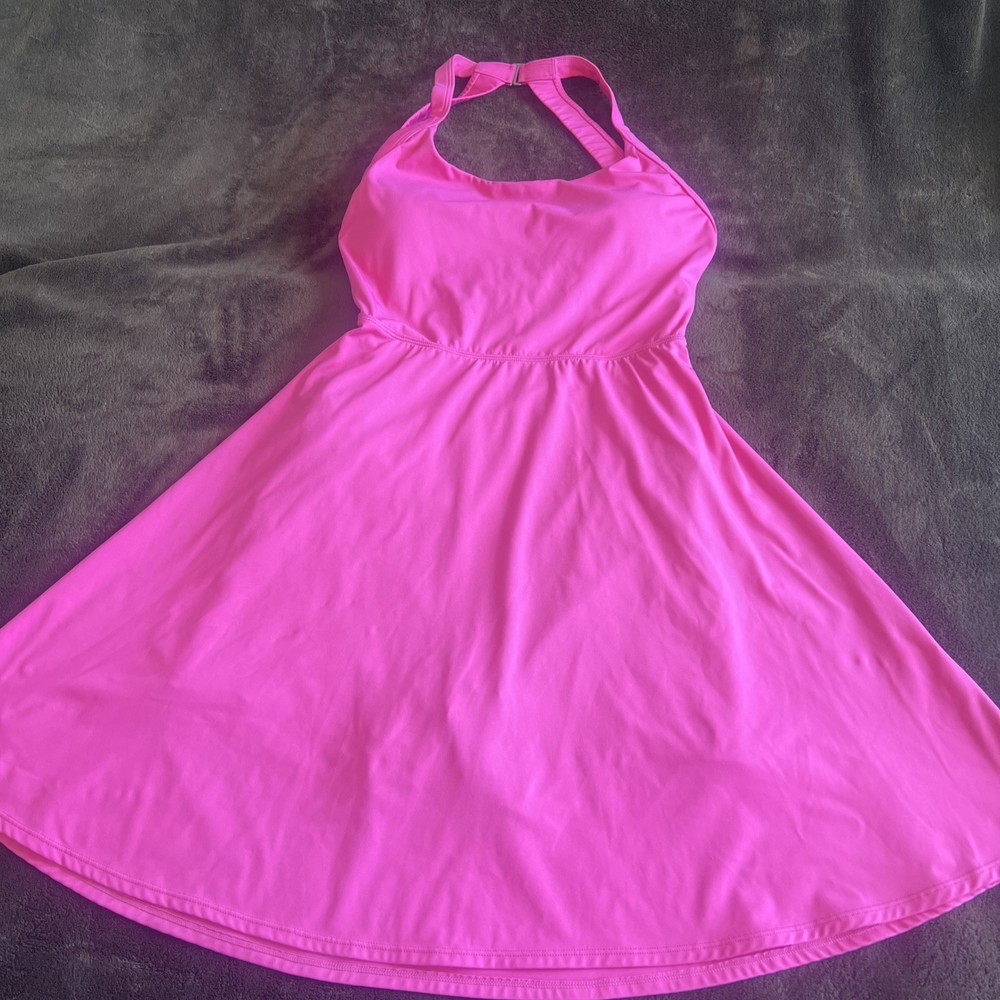 Halara Pink Tank Dress Medium Adjustable Straps Halter