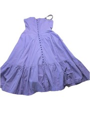 Vtg Contempo Casuals Lilac Purple Spaghetti Strap Button Down Full Sun Dress