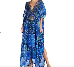 Gorgeous flowing kaftan, by iconic designer Shahida Parides. One size fits all!