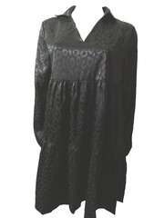 Shein Satin Black Boho Ruffle Long And Elastic Sleeve Size 8/10 (M) Casual
