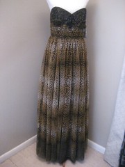 NWT! ADRIANNA PAPELL Red Carpet Leopard Beaded Gown Dress Sz 10 $300