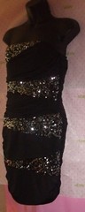 $99 SPEECHLESS STRAPLESS SEQUIN STRIPE BODY DRESS MEDIUM DRAPE top RUCH ZIP BACK