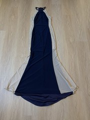 XSCAPECaviar-Beaded Illusion Gown Size 4navy Blue