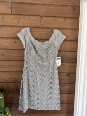 NWT CACHET MIDI Short Sleeve Mother Of Bride Dress Glitter Lace Size 10