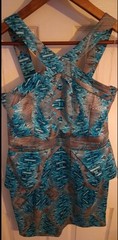Bnwt lipsy size 14 retro style peplum bodycon mid icerberg rear zipper dress
