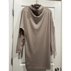 Savvi Taupe Cowl Neck Dolman Sleeve Tunic Mini Dress Medium Tan Long Sleeve