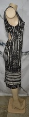SILENCE + NOISE Black Gray Patterned Sleeveless Midi Dress Partial Open Back