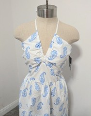 Universal Thread Maxi Halter Dress Paisley SMALL Beachy Resort Coastal Vacation