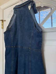 Dazy Womens Denim Halter Sleeveless Midi Dress with pockets, Size: XL, EUC
