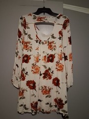 mittoshop White Floral Mini Dress with Red and Green Accents