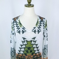 Vocal Women Sweater Dress Size S White Multicolor Rhinestones Embellished Hi Low