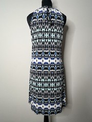New Directions Ikat Belk Blue Green Ikat Halter Dress Beaded Collar Small Belk