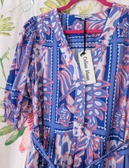 Tuckernuck Celina Moon Short Sleeve Belted Floral Stamp Print Maxi Dress S NWT