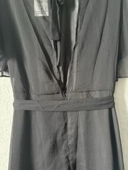 Blush Mark Flutter Sleeve Black Maxi Dress NWT Size Large Tie Waist
