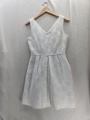 J.CREW White, Textured, Sleeveless, A-line, Front Pockets Dress Size-2