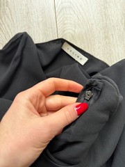 Celine Black Minimalst Ruffle Short Sleeve KneeDress Size L