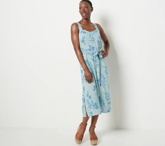 Candace Cameron Bure Petite Printed Midi Dress w/ Belt – Sage (sz PL) A480587