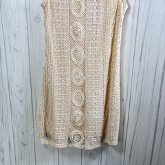 SOLITAIRE Cream Cotton Crochet Tank Style Mini Dress, Small