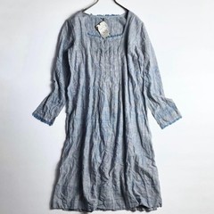 45rpm Indian Khadi Indigo Cotton Fringe Dress Authentic 100% Used