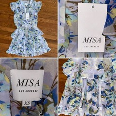 New! $336 Misa Los Angeles Light Blue Periwinkle Floral Alona Mini Dress XS NWT