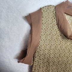 Reckless-Angel Womens Dress M Tan Sheer Lined Short Sleeve Back Button Mini READ