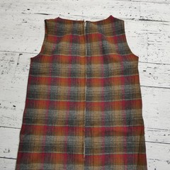 Vintage Plaid Shift Dress Womens Medium Sleeveless Knee Length Zip Fall Winter