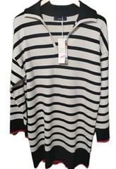 Dokotoo Sweater Dress Medium Polo V Neck Stripe NEW