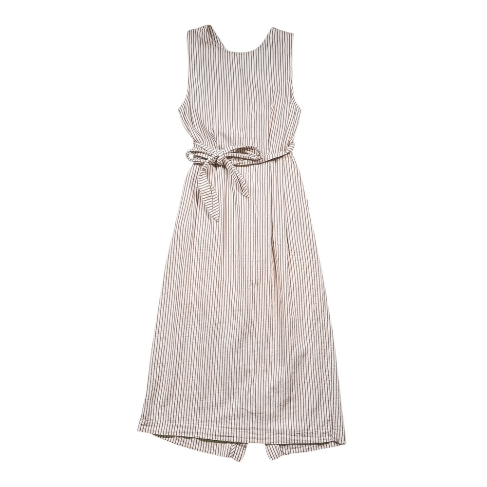 Modern Citizen Womens S Ivory Stripe Cotton Midi Dress Belted Open Back Beach