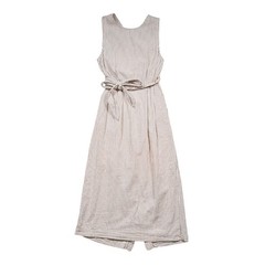 Modern Citizen Womens S Ivory Stripe Cotton Midi Dress Belted Open Back Beach