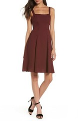 FAME & PARTNERS Bordeaux Button Front Pleated Cocktail Dress 2 US XS AU8 REVOLVE