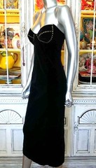 Betsey Johnson Vintage LUXE 90s RUNWAY Black Stretch Velvet Midi Slip Dress Sz S