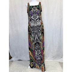 Glamour Womens Zebra Paisley Mixed Print Sleeveless Maxi Dress Black Multi 8